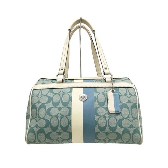 Coach F14478 Heritage Stripe Signature Handbag Blue/Ivory NEW WITH TAGS - Picture 1 of 16